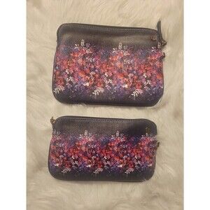 Elliott Lucca Artisan Floral Set of 2 matching cosmetic bag NWOT